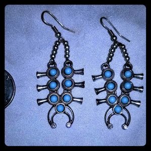 Turquoise squash blossom earrings